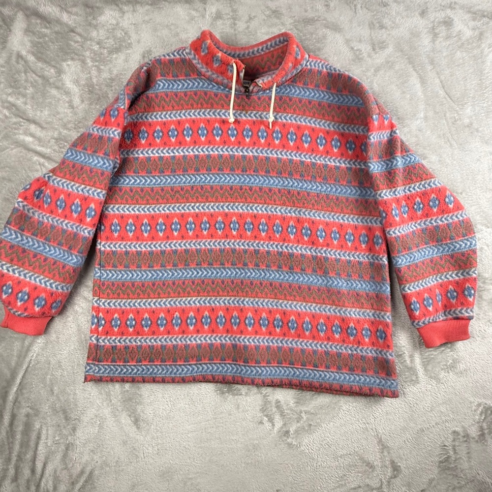 Vintage Southwestern Fleece Pullover Mens‎ Large Aztec Quarter Zip Retro 90s